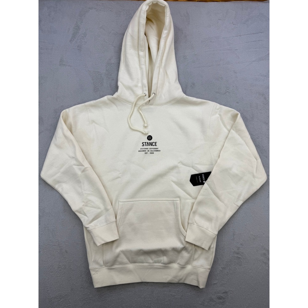 Stance Hoodie Unisex Small The Pullover Cream Heavyweight Streetwear Leisurewear